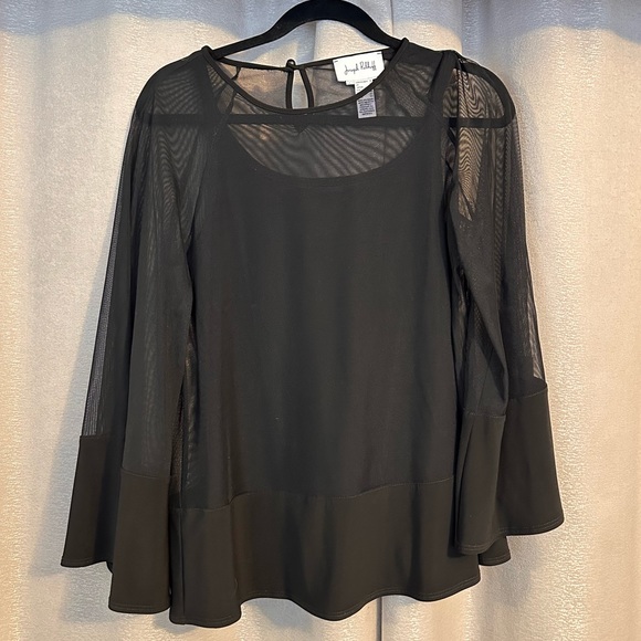 Joseph Ribkoff Luxe Sheer Bell Sleeve Blouse - Picture 6 of 11